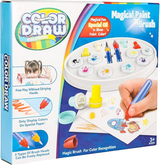 Color-Changing Magic Brush Kids Painting Set, Mess-Free Creative Art Activity for Home & Classroom, Gift for Toddlers Ages 3,4,5,6,7,8,9 (Suit)
