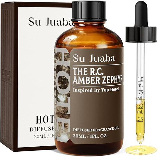 SU JUABA The R.C. Amber Zephyr Diffuser Oil Luxurious Hotel-Inspired Scent - Ambergris Sea Breeze Abies Fabri for Aromatherapy Machines & DIY Crafting - 1Fl Oz
