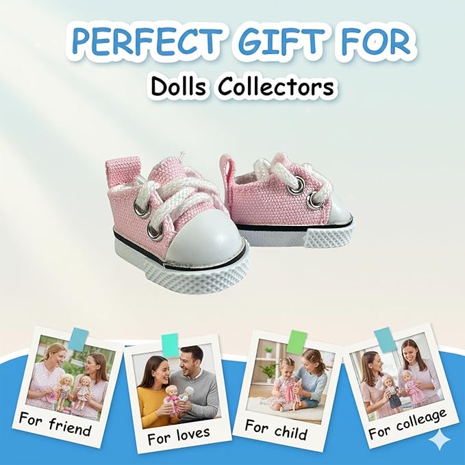 3pcs Doll Accessories Set for 17cm Doll Included Headphones, Canvas Shoes and Mini Gradient-Lens Glasses, Trendy Dress Up Accessories for 6.7 Inches 1st/2nd/3rd Gen Figures (Headphone Set - Pink)