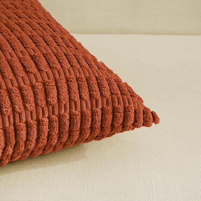 Fancy Homi 4 Packs Decorative Throw Pillow Covers for Living Room Couch Bed, Modern Farmhouse Boho Home Décor Accent Cushion Case, 22" x 22", Burnt Orange
