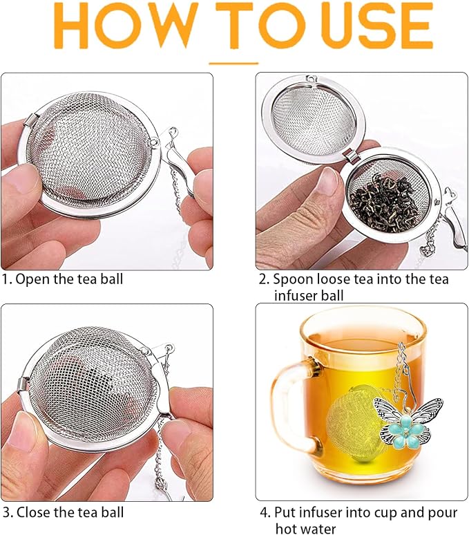 TeaSanavie 2-Pack Tea Infuser for Loose Leaf Tea, 304 Stainless Steel Tea Strainer with Butterfly, Dragonfly & Pink Blue Flower Charms, Extra Fine Mesh Tea Ball Filter, Gift for Tea Lovers
