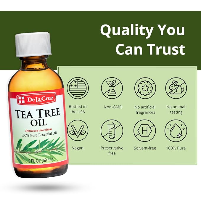 De La Cruz 100% Pure Australian Tea Tree Essential Oil - Steam Distilled for Aromatherapy - 1 FL OZ (3 Bottles)