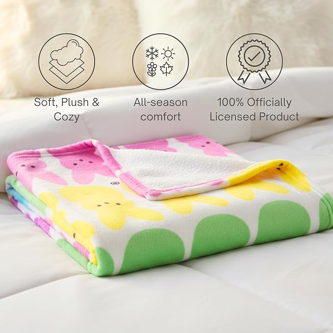 Peeps Fluffy Throw 46 in x 60 in – Soft Plush Lightweight Blanket for Couch, Bed & Travel (100% Officially Licensed Product) by Franco Collectibles
