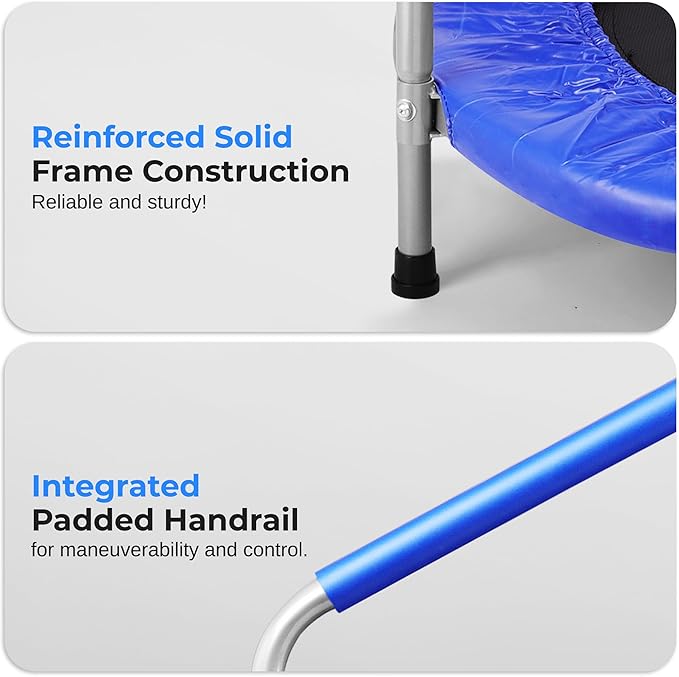 SereneLife 36″ Foldable Mini Trampoline for Kids - Compact Fitness Rebounder with Foam Handle - Safe, Stable Exercise Trampoline with 330lbs Max Load for Indoor/Outdoor Active Play & Exercise