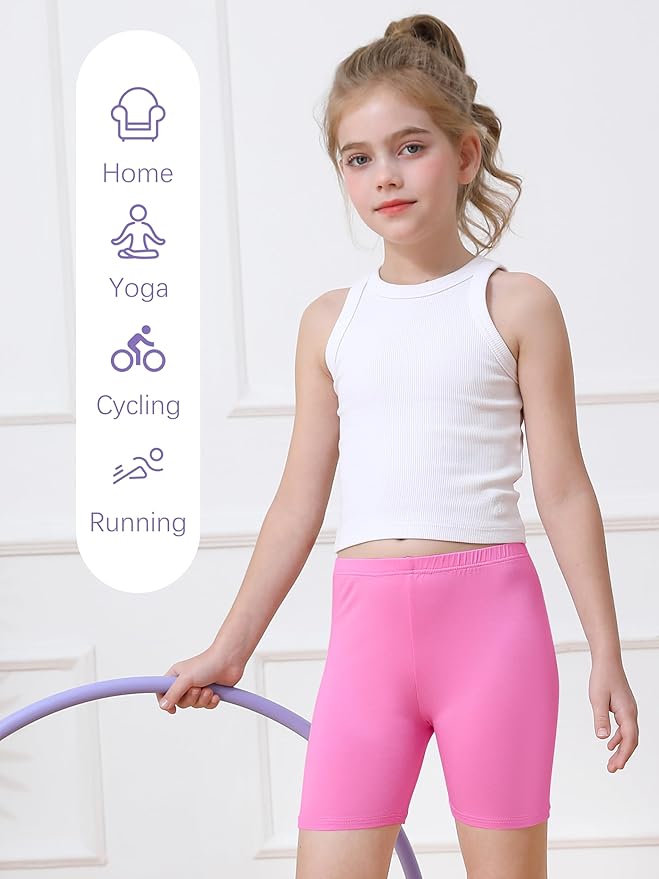 Resinta 6 Pack Girls Bike Shorts Under Dress Dance Cartwheel Shorts for Toddler Kids Summer Clothes Multicolor
