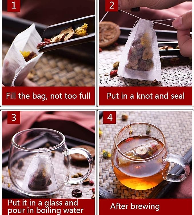 400pcs Disposable Tea Bags for Loose Leaf Tea, Biodegradable Tea Filter Bags with Drawstring, Corn Fiber Empty Tea Bags for Loose Leaf Tea