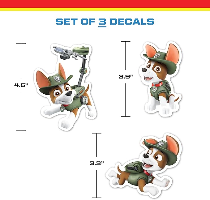 Paw Patrol Tracker Decals - Set of 3 Vinyl Stickers for Kids and Adults - Vinyl Decals for Laptop, Tumbler, Water Bottle, Vehicles - Nickelodeon Stickers