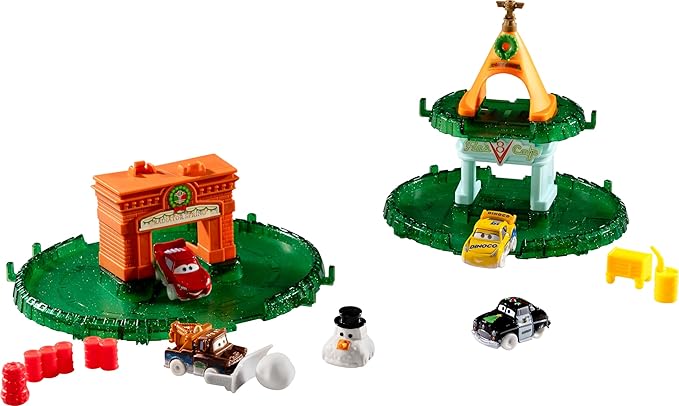 Mattel Disney and Pixar Cars Minis 2024 Advent Calendar with 24 Pieces, Surprises Include 4 Toy Mini Cars, Stackable Track & Storytelling Accessories