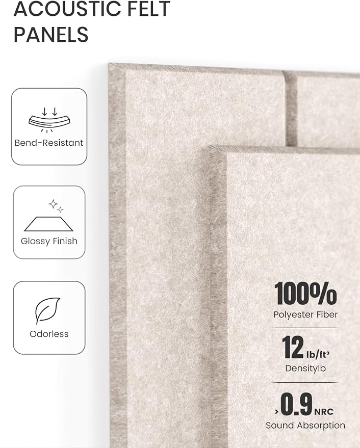 Fluxynara 36" x 24" Large Felt Bulletin Board, Oatmeal | 6 Pack Cork Board Alternative with 30 Safe Adhesive Tabs, Pin Boards for Wall Decor, Home, Office, Classroom,Dorm
