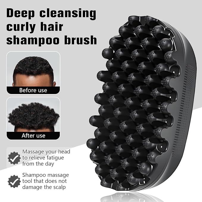 Rubber Curling Hair Brush，Premium Twist Tool for Afro Hair，Ideal for Curly, Coiled, 4C Hair，Quick & Easy Styling，Black