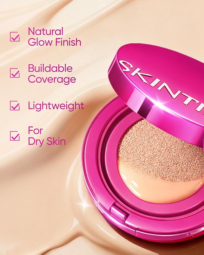 Pink Glow Cushion Foundation #10N Natural Espresso| Medium Coverage, Natural Glow Finish, Moisturizing for Dry Skin, Lightweight, Long-Lasting & Oxidation-Resistant