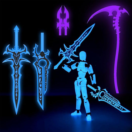 Glowing Titan 13 Action Figure Set Already Assembled, T13 Action Figures with Weapons Accessories 3D Printed T 13 Lucky Robo Dummy Nova 13 Action Figures, Figura de acción t13 (Blue)