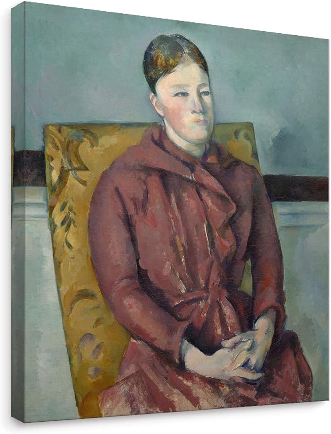 Niwo ART - Madame Cezanne in a Yellow Chair, World's Most Famous Paintings Series, Canvas Wall Art Home Decor, Gallery Wrapped, Stretched, Framed Ready to Hang (20"x16"x3/4")