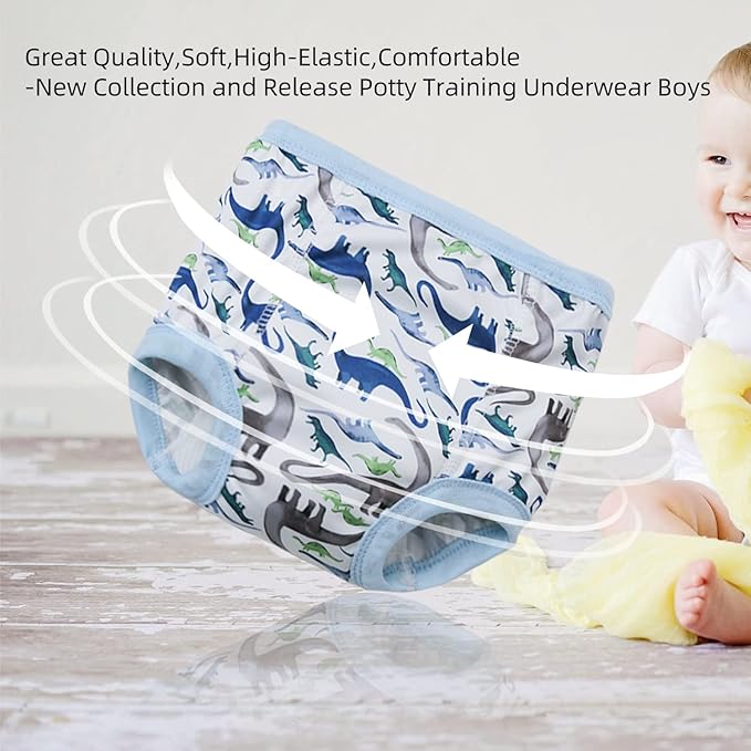 Joyo roy 10Pcs Strong Absorbent Toilet Training Pants 4T-5T Boys Soft Thick Padded Leakproof Kid Confident Toddler Potty Training Underwear for Boys Comfortable Snug Fit Washable Waterproof Pee Pants