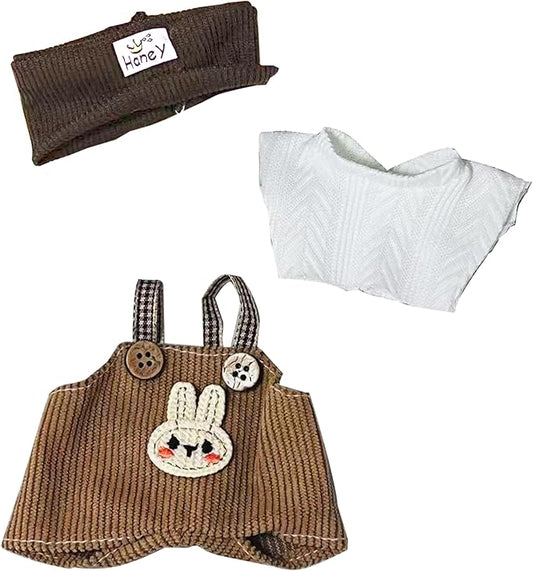 Doll Cloth Set for 17cm Dolls,Stylish Outfit Brown Overalls Designer,Cute Cloth for Dress up Unique Style (Doll Not Included)