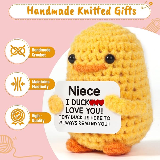 MBL Niece Gifts from Auntie Aunt - to My Niece Gift from Aunt, Funny Small Cute Emotional Positive Support Crochet Duck Christmas Stocking Stuffers Xmas Holiday Birthday Graduation Present for Nieces