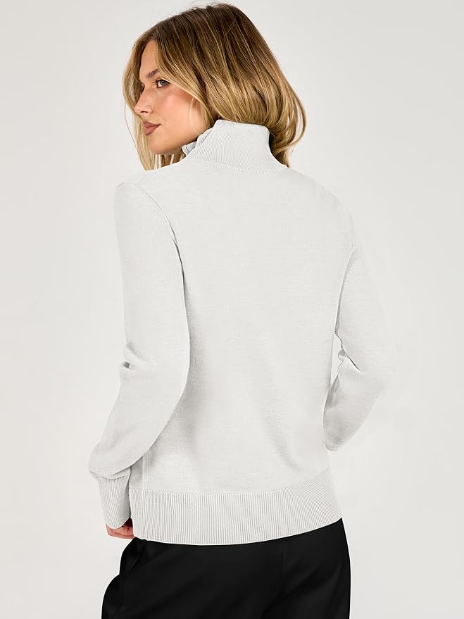 ANRABESS Women Quarter Zip Long Sleeve Fall Pullover Sweater | Soft Knit Fabric Medium Stretch, Business Casual Work Office, Travel Vacation, 2026 Trendy Fashion, Winter Cozy Outfits