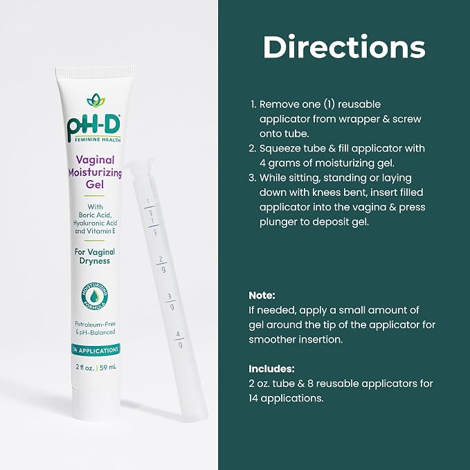 pH-D Feminine Health Support Boric Acid Moisturizing Vaginal Gel with Hyaluronic Acid, Vitamin E for Vaginal Dryness, Woman Owned, Paraben-Free, pH-Balanced, Vegan, 14 Applications, Made in the USA
