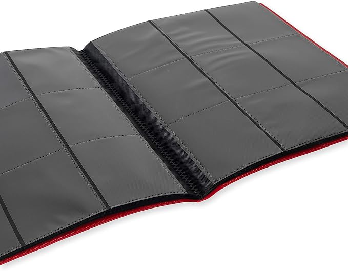 Vault X 9 Pocket Standard Strap Binder, Holds 360 Trading Cards in 20 Side-Loading Pages (Red)