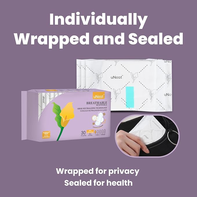 uNeat Panty Liners for Women & Teens, Pantiliners with Wings, Mini Sanitary Pads, Light Periods and Leaks, Ultra Thin Daily Liners for Women,180 Count