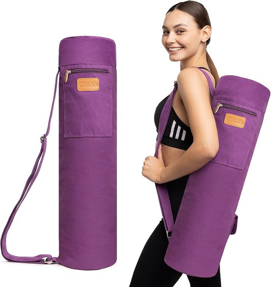 UDANA Canvas Yoga Mat Bag for Women & Men, Full-Zip Carrier with 3 Pockets & Adjustable Strap, Stylish Gym & Pilates Bag – Available in Multiple Sizes