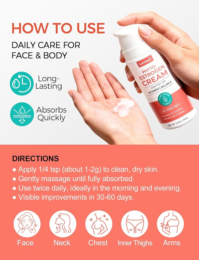 Estrogen Cream for Menopause Support - Soothing Phytoestrogen Cream with Wild Yam for Women - Natural Balancing Skin Moisturizer - Hydrates, Firms & Revitalizes Dry, Aging Skin - 3.5 oz