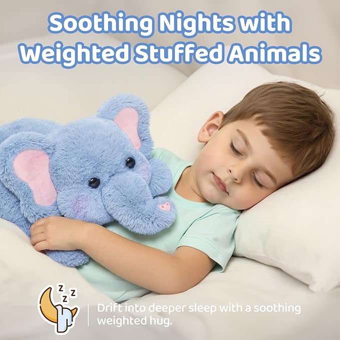 Weighted Stuffed Animals with Microwavable Heating Pad - 5lb Adjustable, Heatable & Coolable Elephant Plush for Relaxation, Removable Inner Pad, Perfect Plush Gift for Kids Adults (23 Inch)