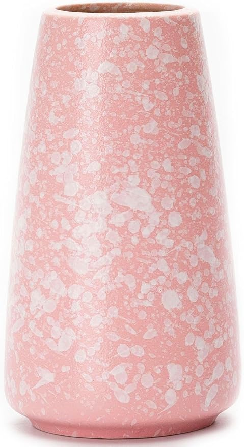 Simple Boho Ceramic Flower Vase for Home Decor (Snowflake Pink,Small) | 6'' Modern Cute Vase for Flower Plant Pampas Grass, Fit for Table Shelf Centerpieces, Living Room Bedroom Wedding Gift