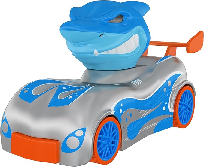 Knuckle Headz Pop-Up Racer Car Toy, Friction-Powered Pull Back Race Car, Head Popping Fun Gift for Kids, Boys, Girls, Ages 3+, Shark