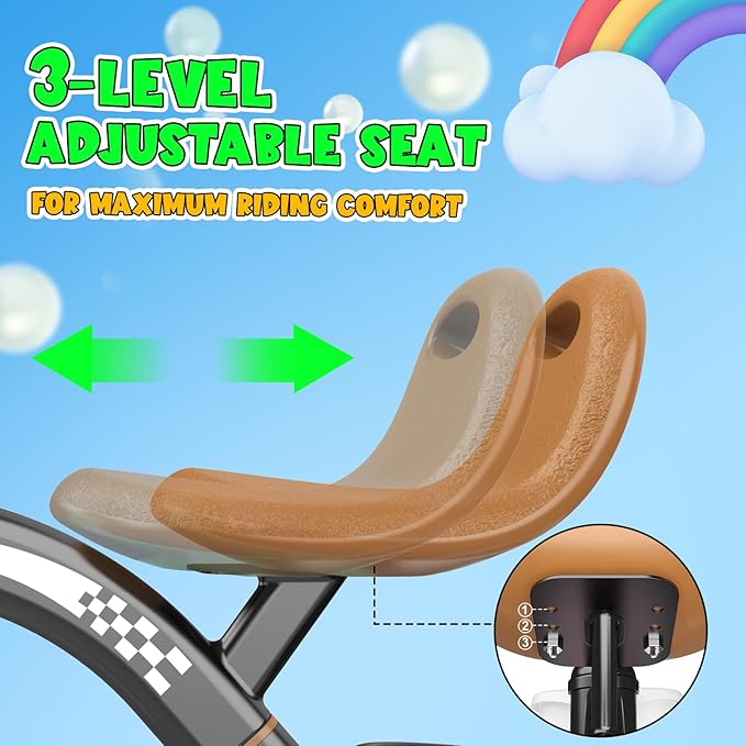Toddler Tricycle for 1-3 3-4 Year Olds, Toddler Baby Bike, 2 3 4 Year Old Boys Girls Birthday Gifts, Outdoor Riding Toys for Ages 2-4, 3-Level Adjustable Seat, 3 Color Light Wheels, 2 Baskets