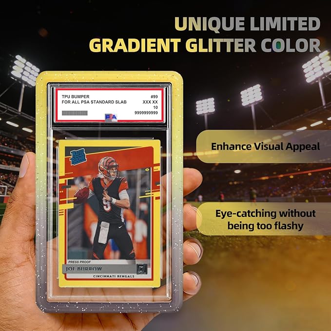 NAKIS Slab Guard for PSA Graded Cards, 1 Pack TPU Slab Protector Graded Bumper Guard for PSA Graded Card Only, Gradient Color Glitter Limited Edition, COLOR2
