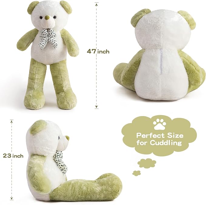 Big Teddy Bear Stuffed Animal Giant Teddy Bear 4 Feet Extra Large Stuffed Animals Green Teddy Bear Huge Plushies Stuffed Bear Plush Toy Big Bear Stuffed Animal for Girls Birthday Christmas