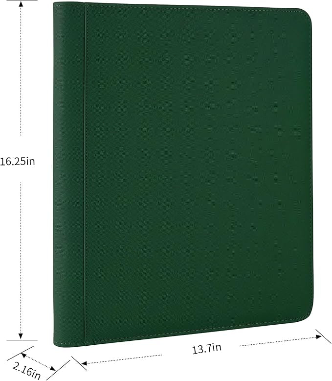 GERMUN Toploader Binder, Holds 324 Toploaders, 9 Pocket Top Loader Binders with Sleeves for 3 x 4'' Toploaders, Double-Sided Pocket Top Loader Storage Binder, Trading Card Binder - Diamond Green
