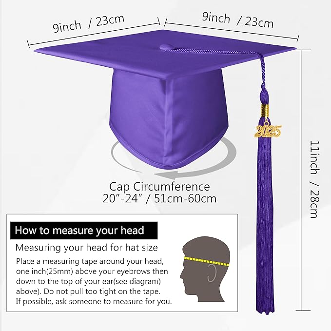 GraduationMall Matte Graduation Gown Cap Tassel Set 2025 for High School and Bachelor
