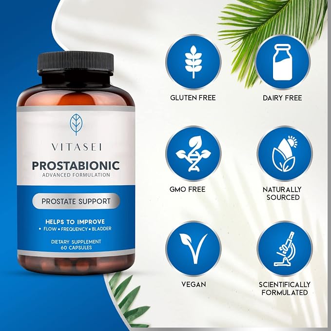 VITASEI Testronix Booster for Men (60 Capsules) + Prostabionic Prostate Dietary Supplements for Men (60 Capsules)