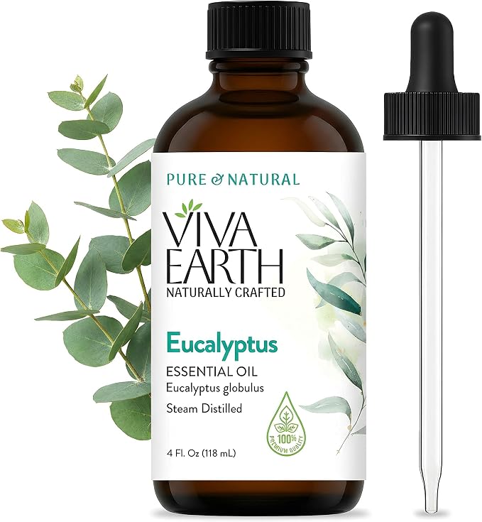 Eucalyptus Essential Oil – 100% Pure and Natural Eucalyptus Essential Oil for Diffuser, Aromatherapy, Massage, Hair, Scalp and Skin, Soap and Candle Making – with Dropper, 4 oz