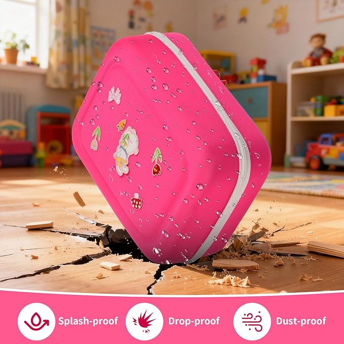 Case Compatible with Little Tikes Story Dream Machine Starter Set, Toys Storage Bag with 5 DIY Embroidery Patches, Organizer for Projector Storytime Books and Audio Character- Pink Rabbit (Box Only)