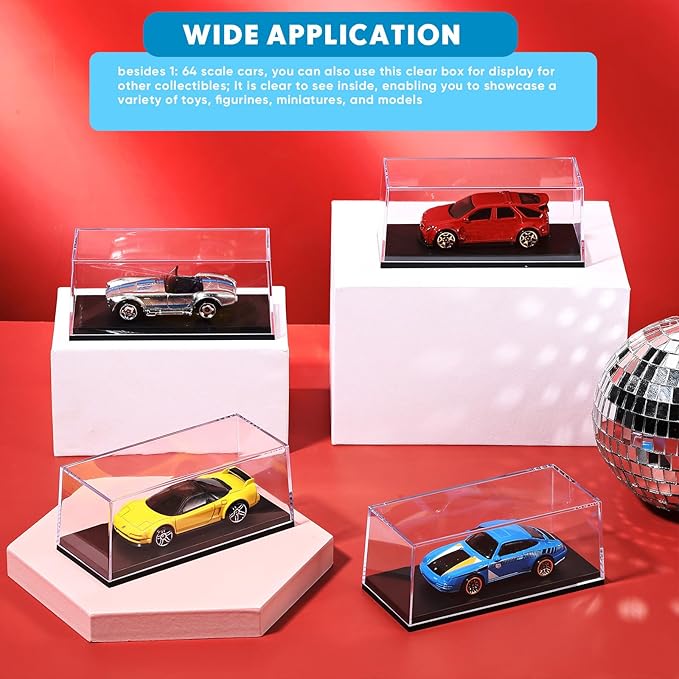 2 Pcs 1/64 Display Case Acrylic Model Cars Display Case 4.17 x 1.81 x 1.81 Inches Clear Plastic Vehicles Toy Cars Storage Collectors
