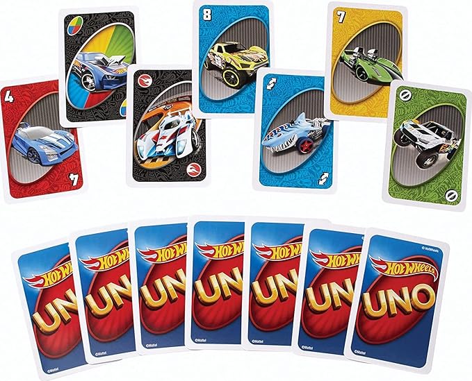 Hot Wheels UNO Matching Card Game Featuring 112 Cards with Hot Wheels Graphics, Game Night, Kids Gift Ages 7 Years & Older