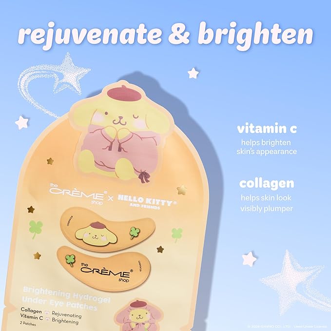 The Crème Shop x Pompompurin Under Eye Patches, Hydrogel Under Eye Mask for Dark Circles, Puffy Eyes, and Under Eye Bags, Korean Skincare (Pack of 5)