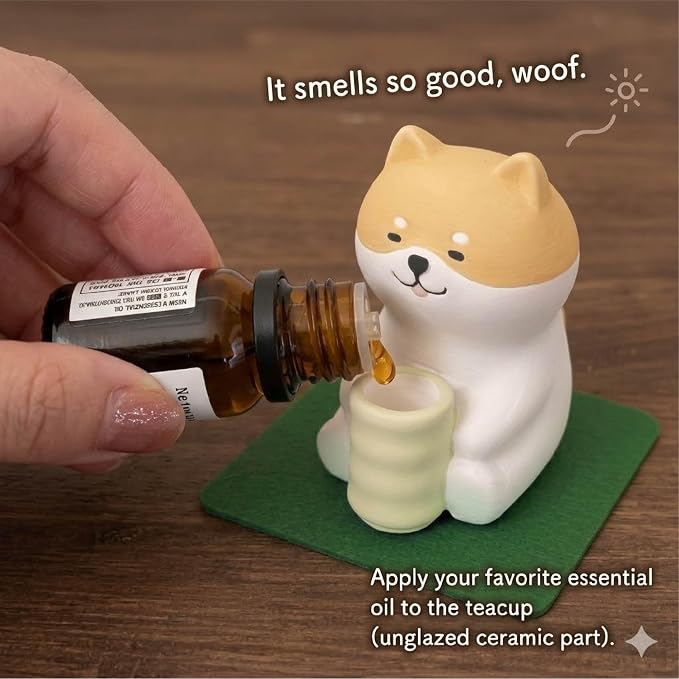 Passive Stone Diffuser, Cute Animal Series Aromatherapy Oil Diffuser for Tabletop Decor (1, Leisurely Cat)