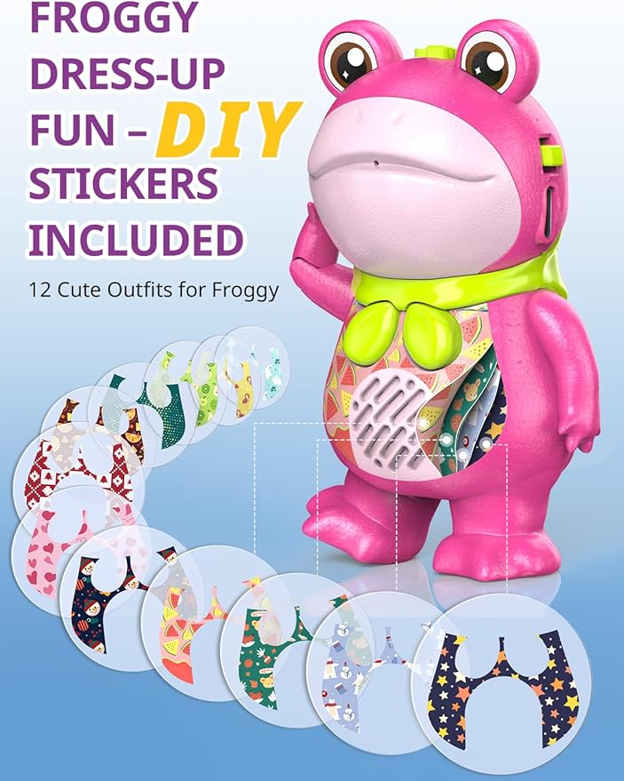Walkie Talkies for Kids Rechargable 3 Pack,Cute Saluting Frog Toy,Toddler Playset Indoor Outdoor Toy with Stickers, Birthday Gift for 3 4 5 6 7 8 Year Old Girls Boys