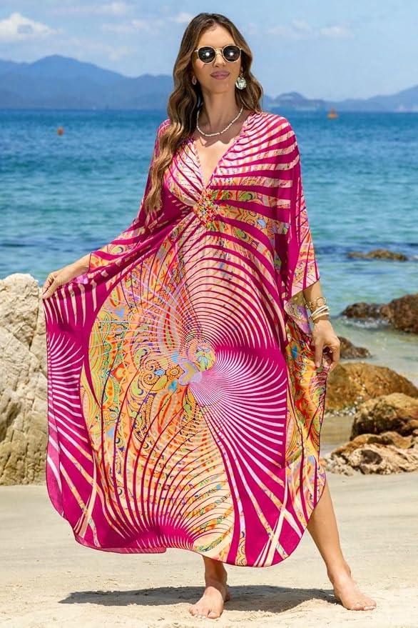 Mumu Dresses for Women Plus Size, Bohemian Kaftan Beach Cover Up Long Maxi Nightgown Soft Loungewear