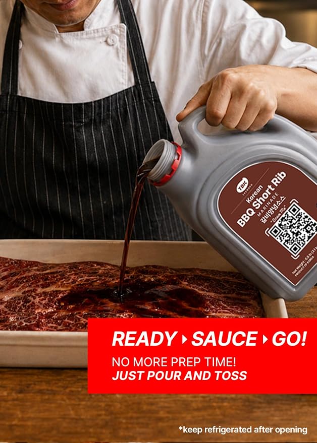 TBK THEBORN Korean BBQ Short Rib Marinade, Sweet Soy Garlic Sauce 3.2kg | Sweet and savory soy garlic marinade for grilled or pan-cooked beef short ribs, chicken, pork and other meats