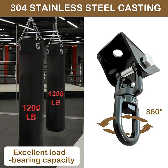 Heavy Duty Swing Hangers,1200 lb Hammock Hanging kit,360°Rotating Swing Hardware for Playground,Yoga,Heavy Bag,Porch Swing,Hammocks,Swing Chair