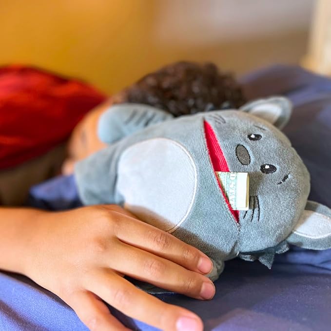 The Tooth Brigade Tooth Fairy Pillow | Stuffed Plush with Large Pocket Mouth for Lost Teeth, Treasures, Prizes - Fun and Interactive Plush, Perfect Kids, Boys, & Girls Gift (Gizmo Cat)