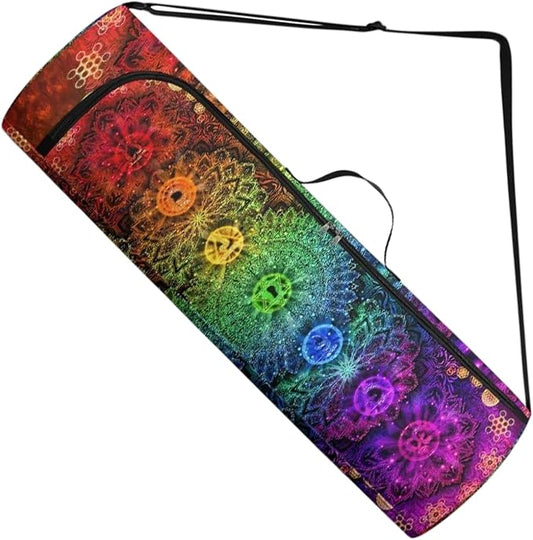 Spacious Extra Large Storage Yoga Mat Bag | Huge Capacity Mandala Gym Tote - Waterproof Wear-Resistant Carrier Strap Pilates