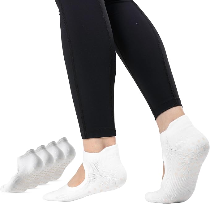 COOLMATE Pilates Socks with Grips for Women, Yoga Socks, Crew Non Slip Women for Barre, Pilates Gifts for Women