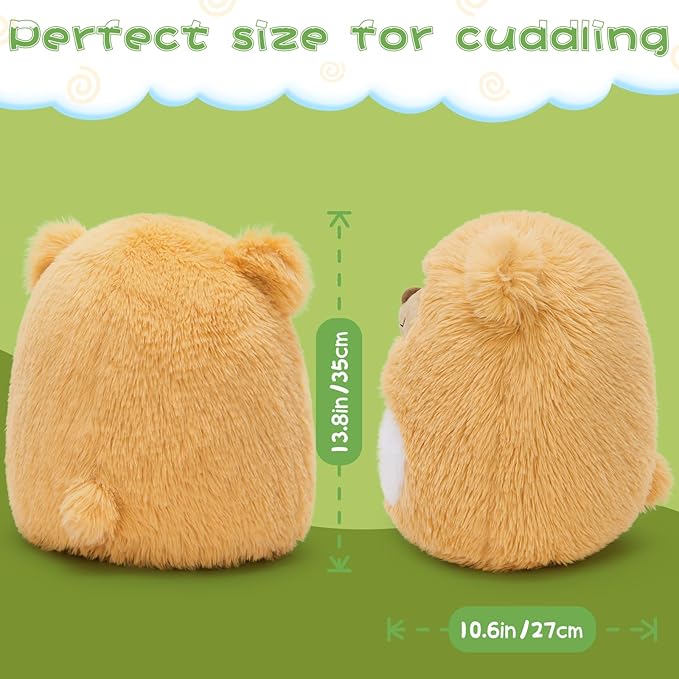 MaoGoLan 14'' Teddy Bear Stuffed Animal Weighted Plush Bear for Anxiety Throw Pillow for Kids Body Pillow with Uncented Beads Inside - Christmas Valentine's Day Birthday