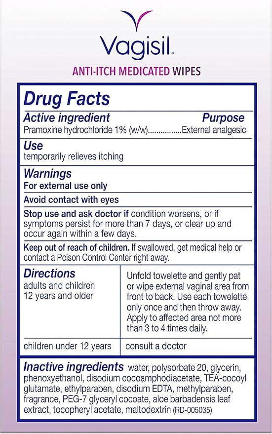Vagisil Anti-Itch Medicated Feminine Intimate Wipes for Women, Maximum Strength, Gynecologist Tested, 12 Wipes (Pack of 1)